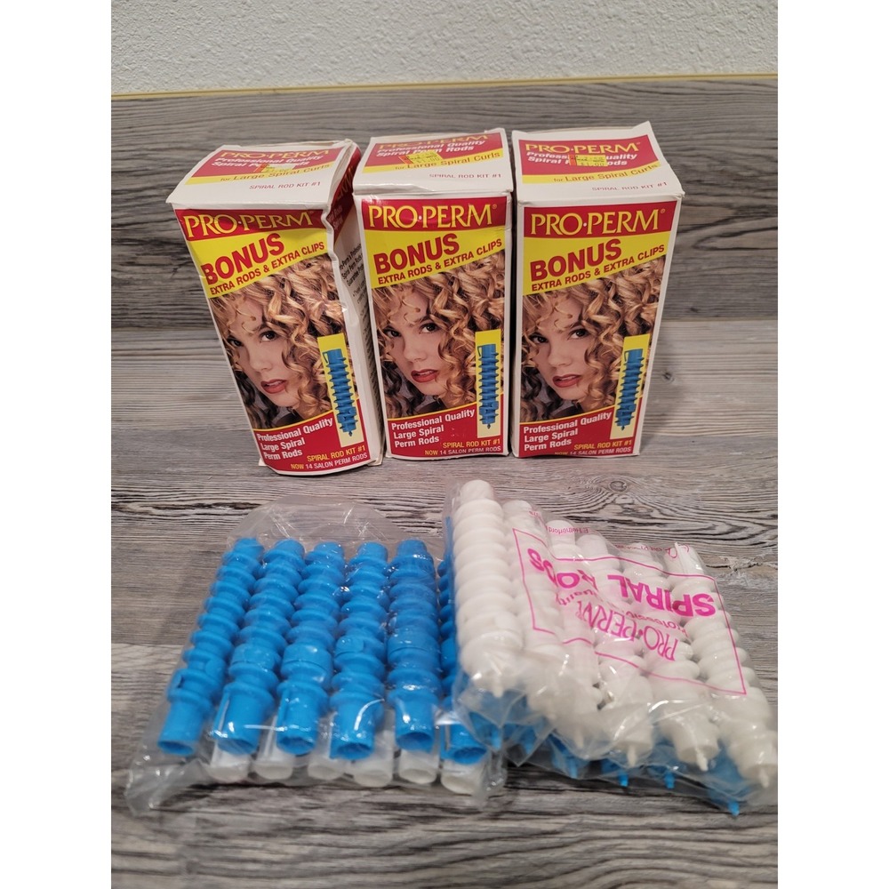 Vintage Pro Perm Spiral Curl Rod Kits 3Ct 2 New and one opened